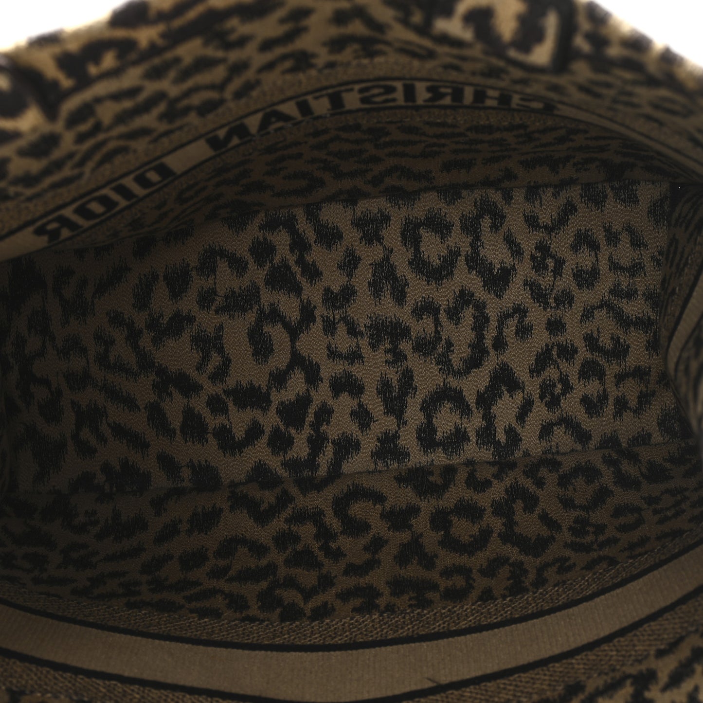 Canvas Mizza Embroidered Large Leopard Book Tote Beige