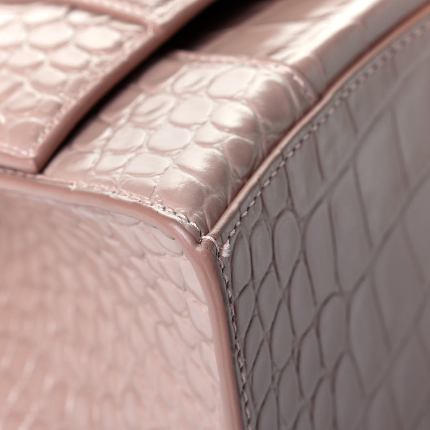 Balenciaga Calfskin Crocodile Embossed Small Hourglass Top Handle Bag Bois De Rose 5 of 6