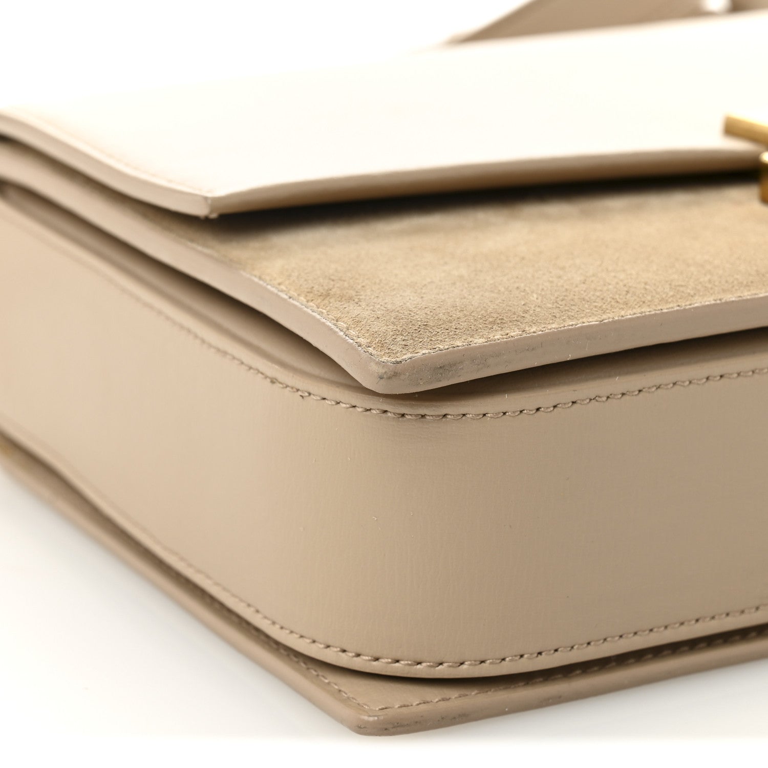 Saint Laurent Smooth Calfskin Suede Medium Bellechasse Bag Dark Beige 9 of 10