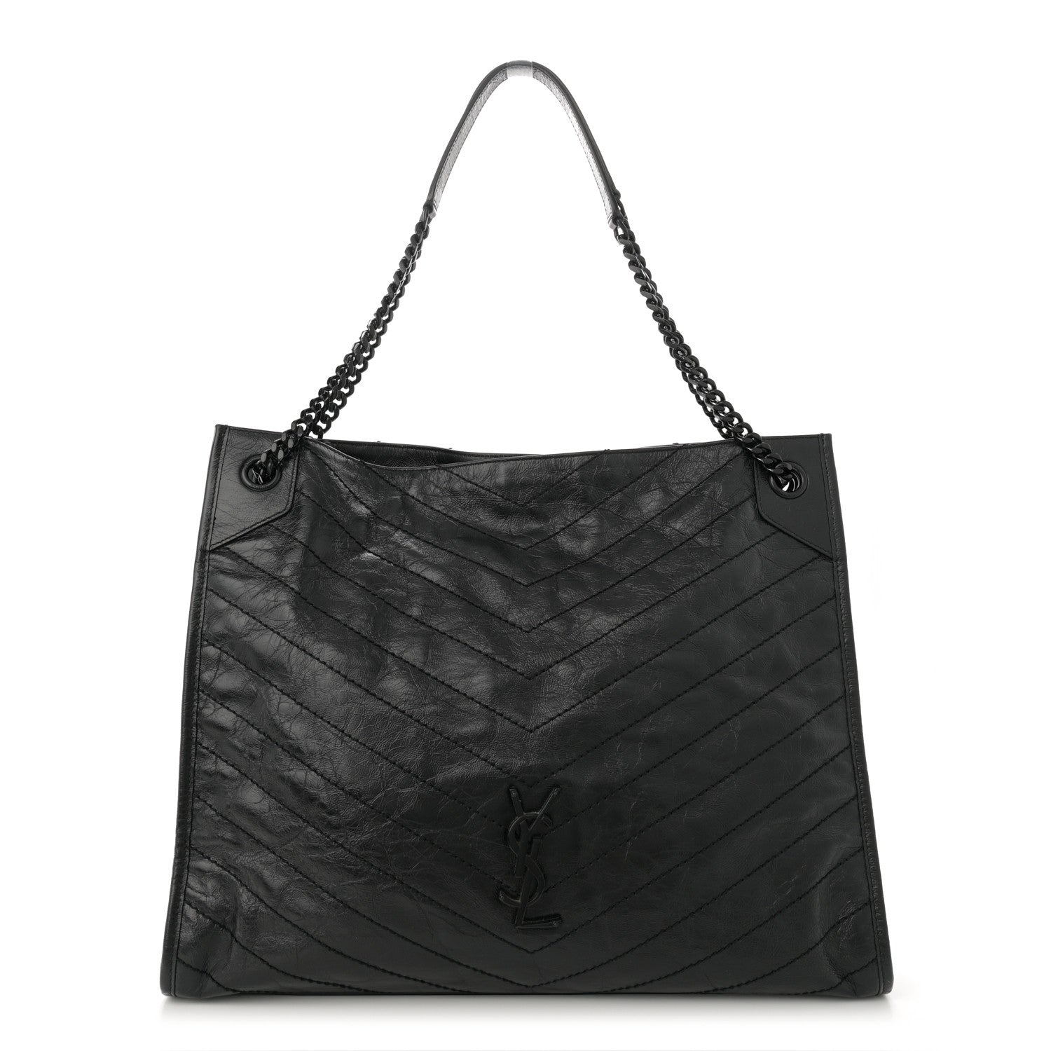Saint Laurent Crinkled Calfskin Matelasse Monogram Large Niki Shopper Tote Black 1 of 15