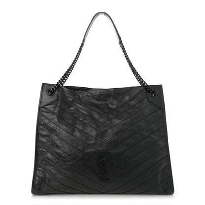 Saint Laurent Crinkled Calfskin Matelasse Monogram Large Niki Shopper Tote Black 1 of 15