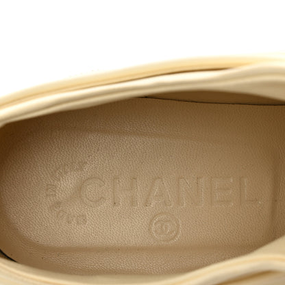 Chanel Lambskin Patent Calfskin CC Sneakers 38.5 White Black 8 of 9