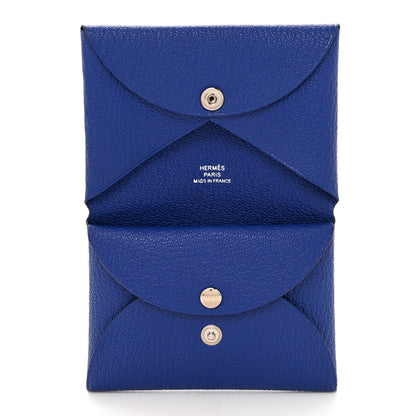 Hermes Chevre Mysore Calvi Duo Card Case Bleu Electrique 5 of 7
