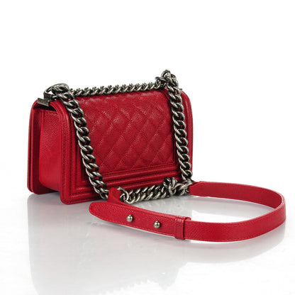 Chanel Caviar Quilted Small Boy Flap Bag Dark Red 3 of 7