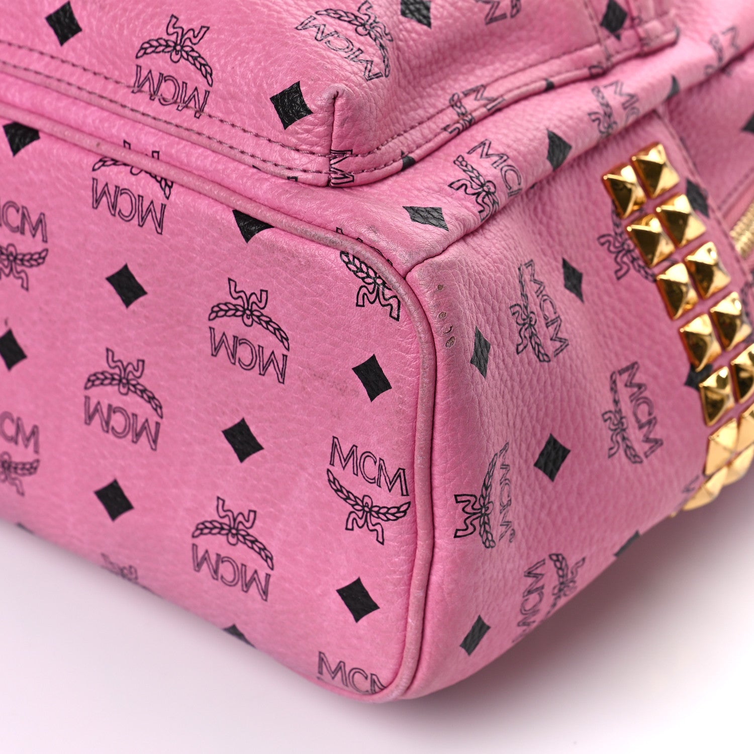 MCM Visetos Small Side Stud Stark Backpack Pink 8 of 9
