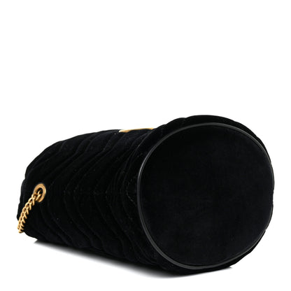 Gucci Velvet Matelasse Mini GG Marmont 2.0 Bucket Bag Black 4 of 9