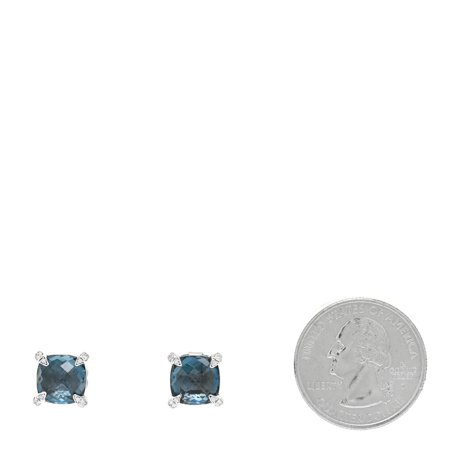 Sterling Silver Diamond Hampton Blue Topaz 9mm Chatelaine Earrings