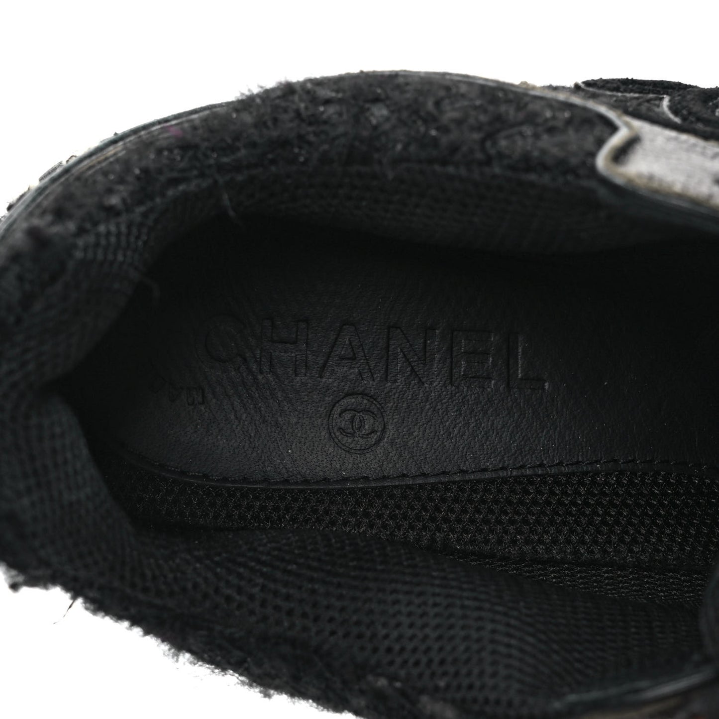Tweed Suede Goatskin CC Sneakers 37.5 Black White