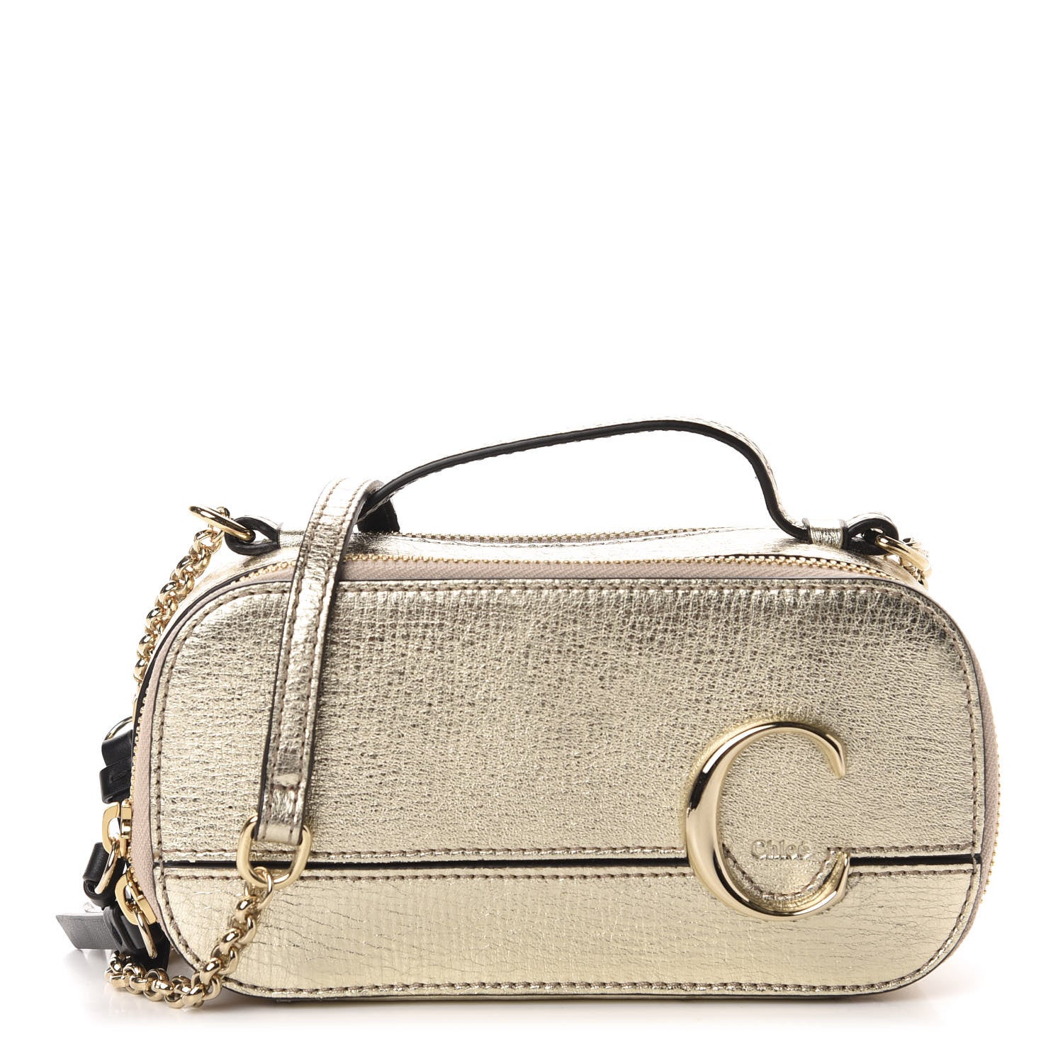 Chloe Metallic Calfskin Lambskin Mini C Vanity Bag Gold 1 of 12