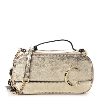 Chloe Metallic Calfskin Lambskin Mini C Vanity Bag Gold 1 of 12