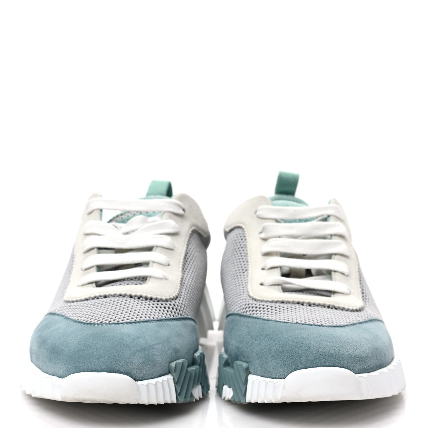 Hermes Air Mesh Suede Goatskin Bouncing Sneakers 39 Vert D'eau 2 of 8