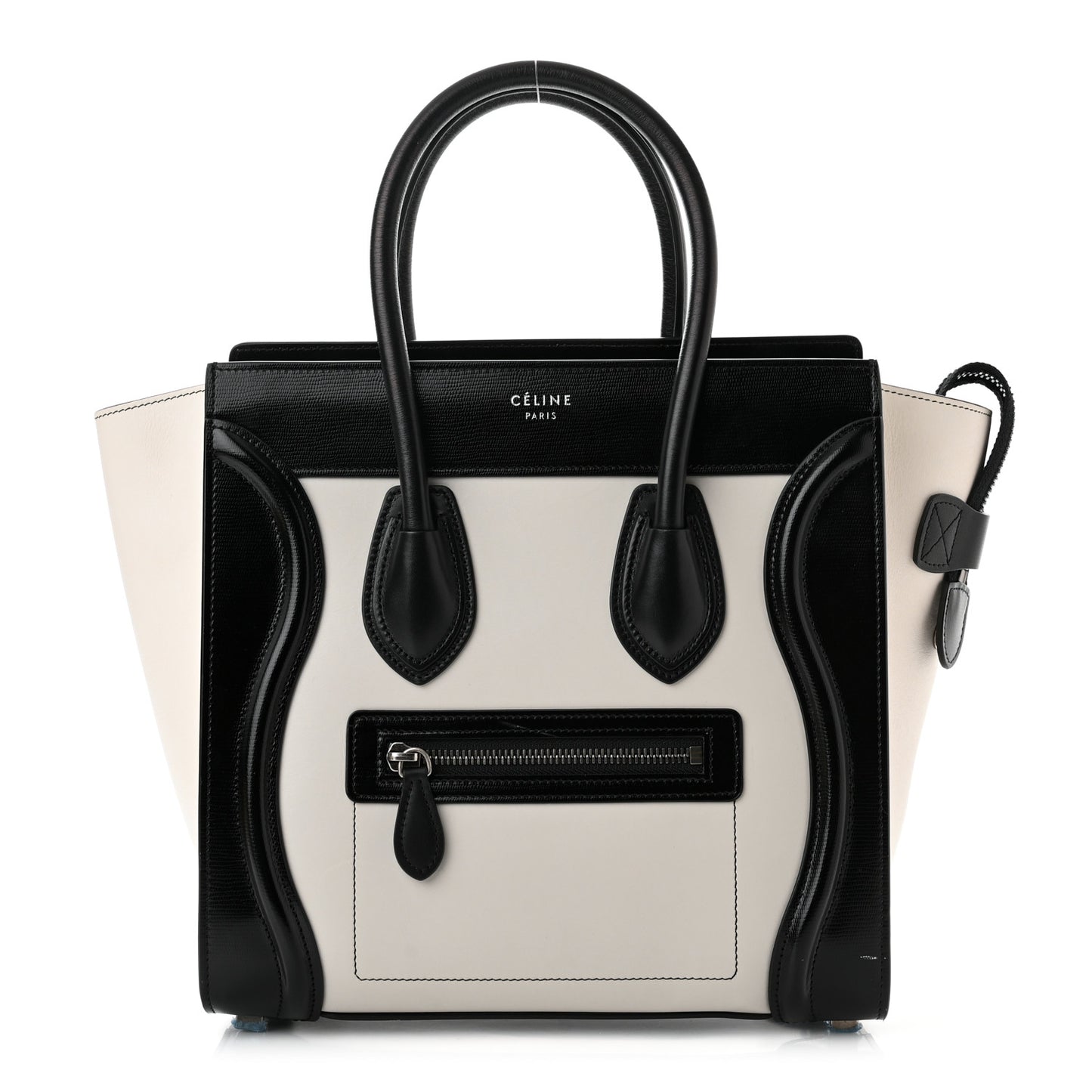 Smooth Calfskin Lizard Embossed Micro Luggage White Black