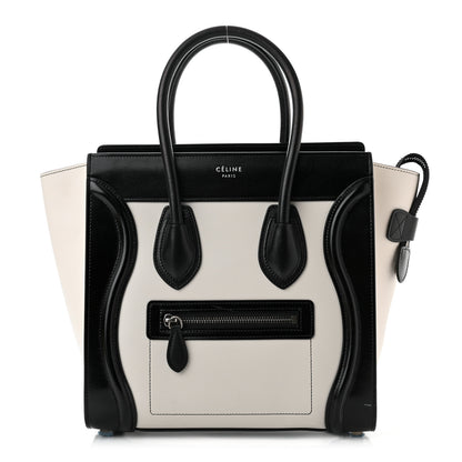 Celine Smooth Calfskin Lizard Embossed Micro Luggage White Black 1 of 17