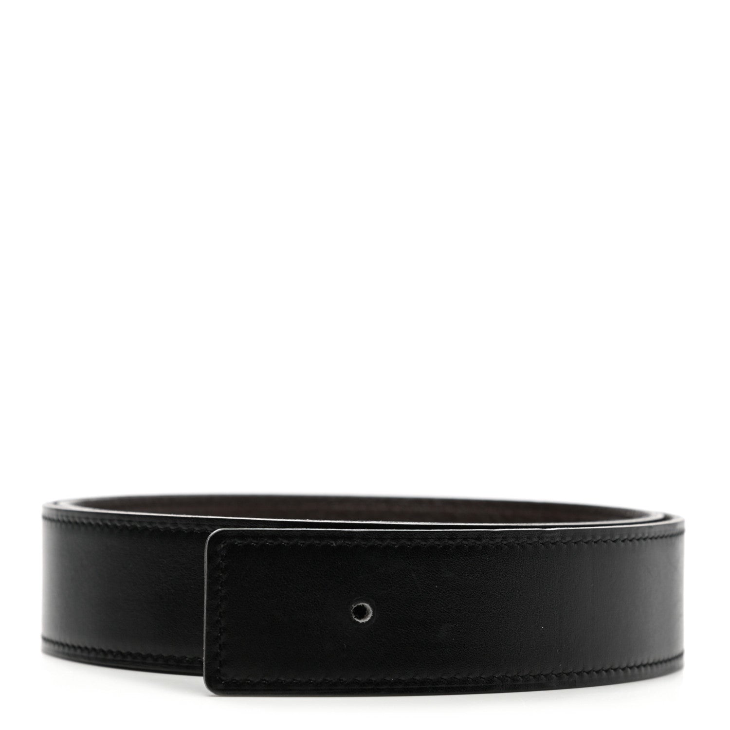 Hermes Box Togo 32mm H Belt Strap 80 Black Chocolate 1 of 7