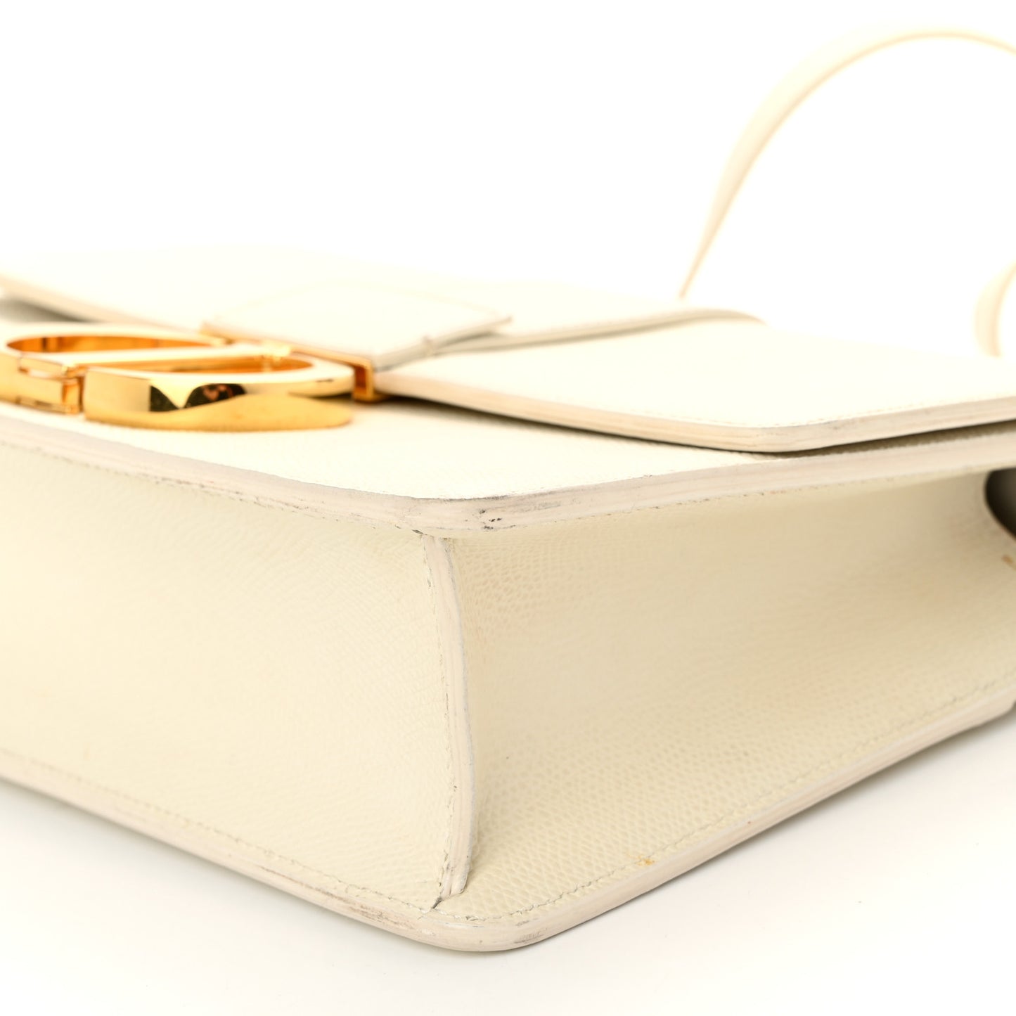 Grained Calfskin 30 Montaigne Flap Bag White