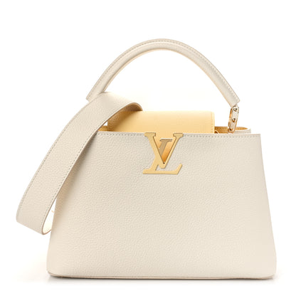 Louis Vuitton Taurillon Capucines MM Cream Plume Yellow 1 of 8