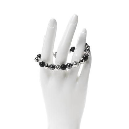 David Yurman Sterling Silver Black Onyx Hematite 8mm Elements Bead Bracelet 2 of 4
