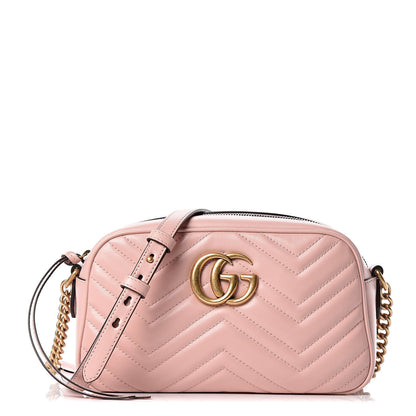 Gucci Calfskin Matelasse Small GG Marmont Chain Shoulder Bag Perfect Pink 1 of 10