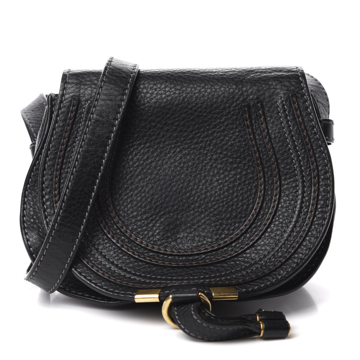 Calfskin Mini Marcie Round Crossbody Bag Black