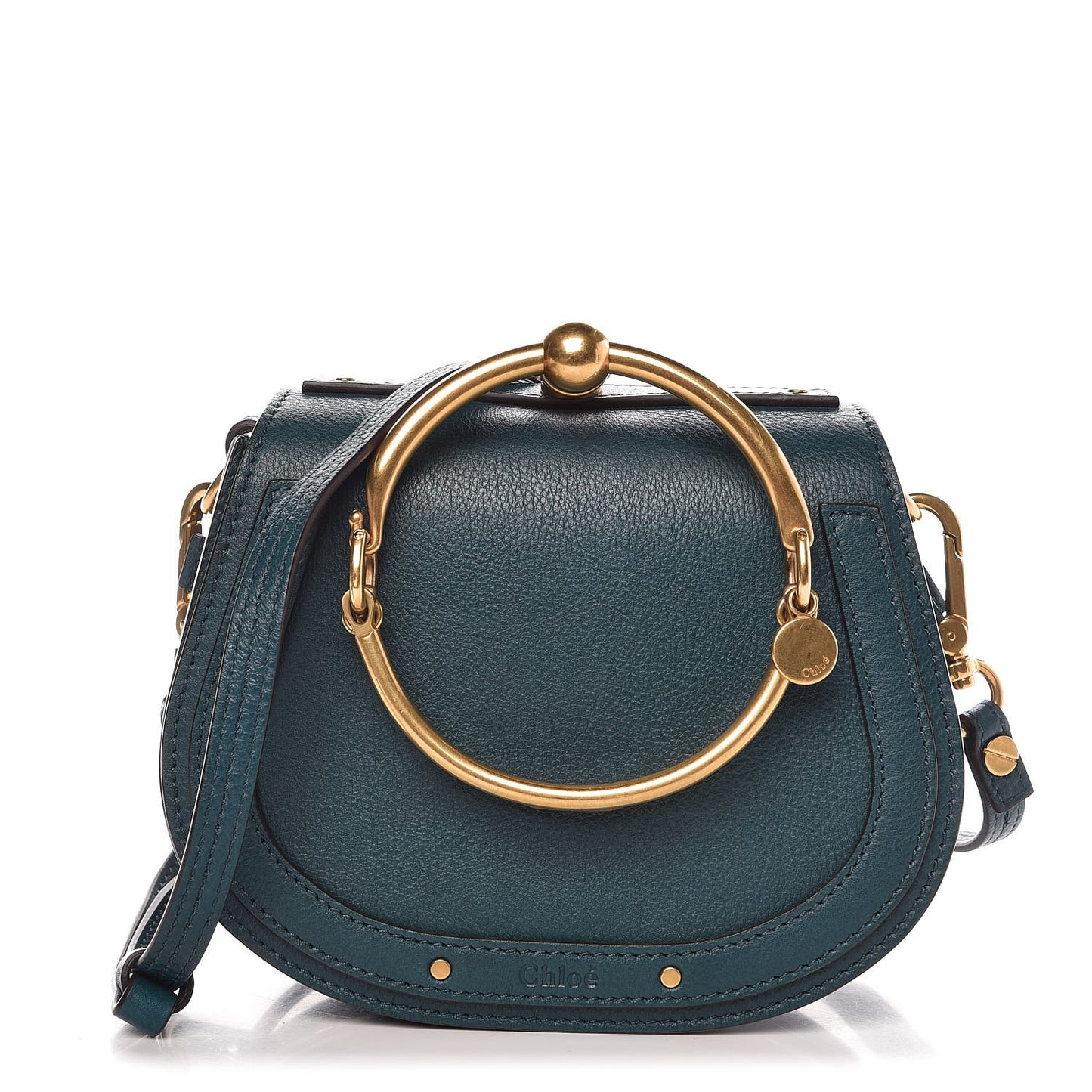 Calfskin Suede Small Nile Bracelet Bag Teal
