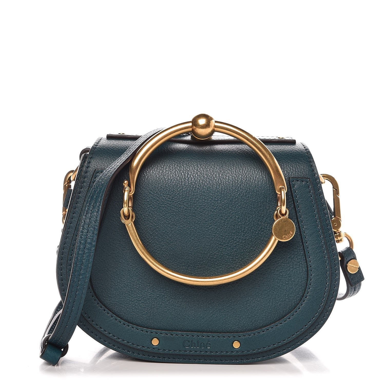 Chloe Calfskin Suede Small Nile Bracelet Bag Teal 1 of 8