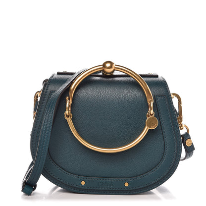 Chloe Calfskin Suede Small Nile Bracelet Bag Teal 1 of 8