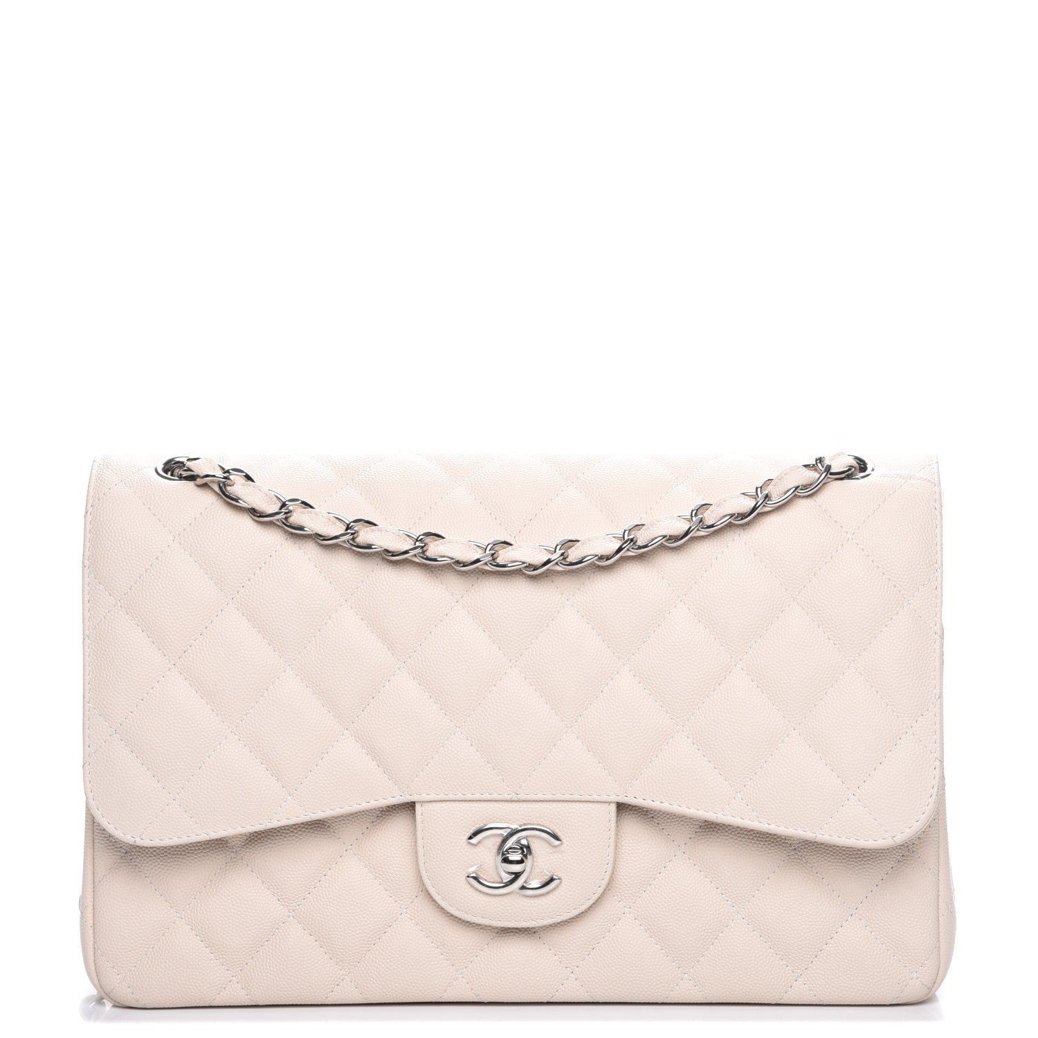 Chanel Caviar Quilted Jumbo Double Flap Light Beige 1 of 9