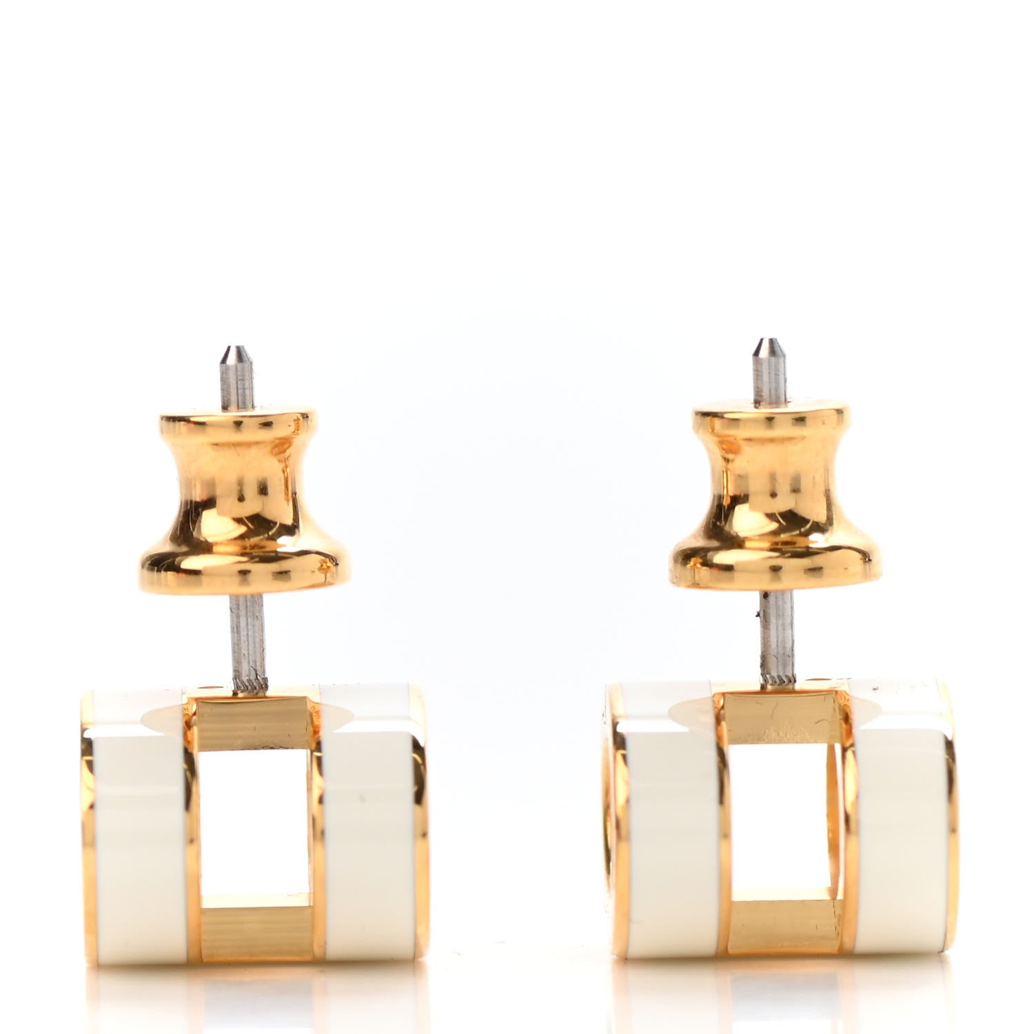 Hermes Gold Lacquered Pop H Earrings White 3 of 4