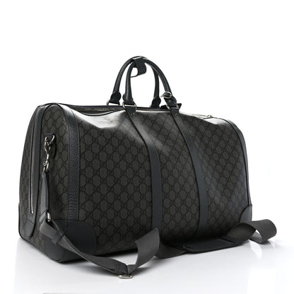 Gucci GG Supreme Monogram Textured Dollar Calfskin Large Savoy Duffle Bag Grey Black Graphite Grey 2 of 10