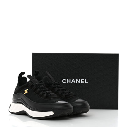 Chanel Velvet Calfskin Mixed Fibers CC Sneakers 37.5 Black 9 of 9