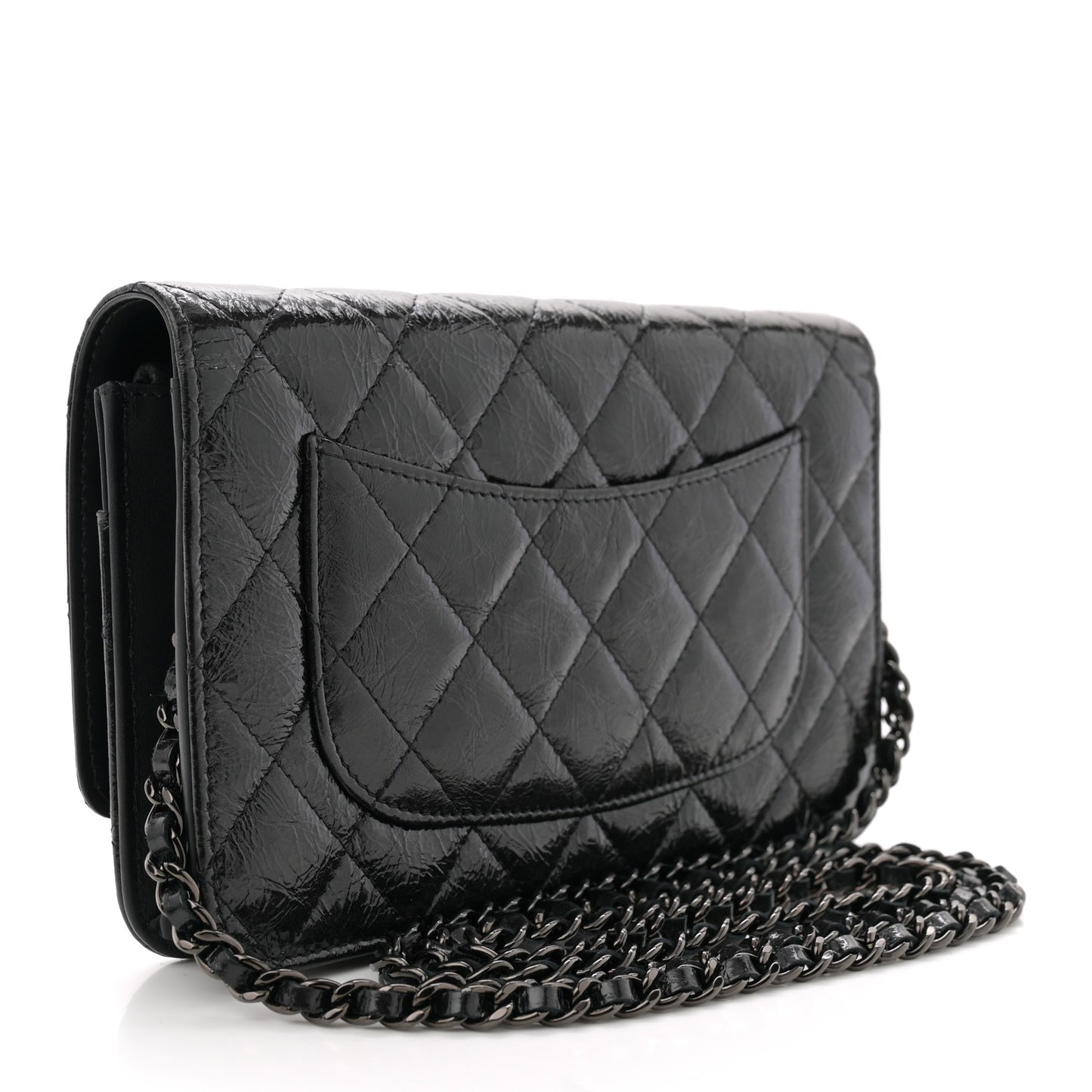 Glazed Aged Calfskin Reissue Wallet On Chain WOC  So Black