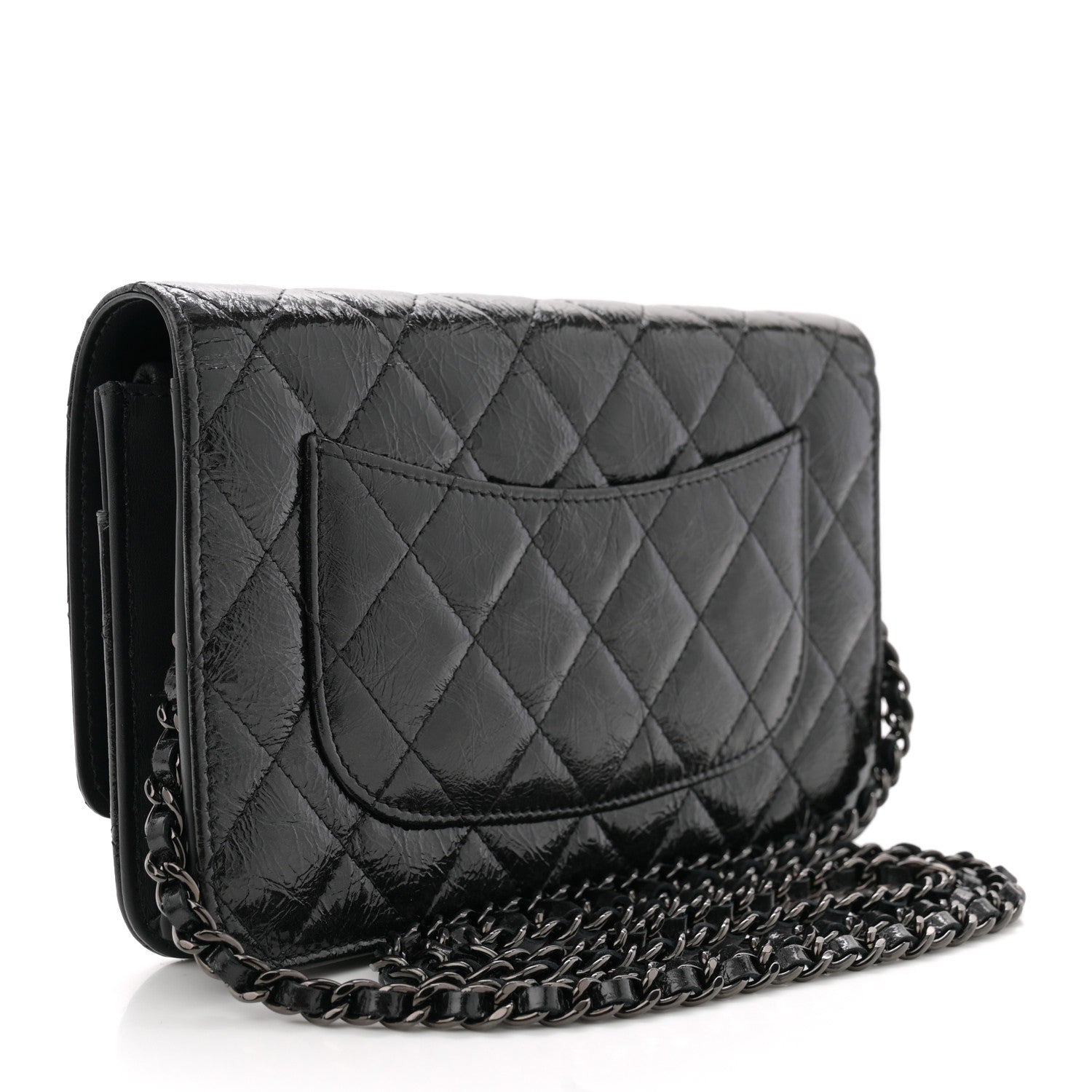 Chanel Glazed Aged Calfskin Reissue Wallet On Chain WOC  So Black 3 of 12