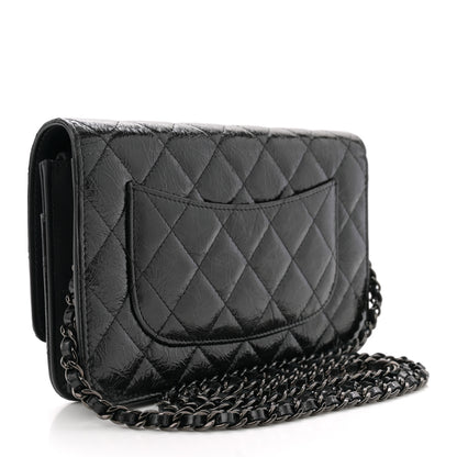 Chanel Glazed Aged Calfskin Reissue Wallet On Chain WOC  So Black 3 of 12
