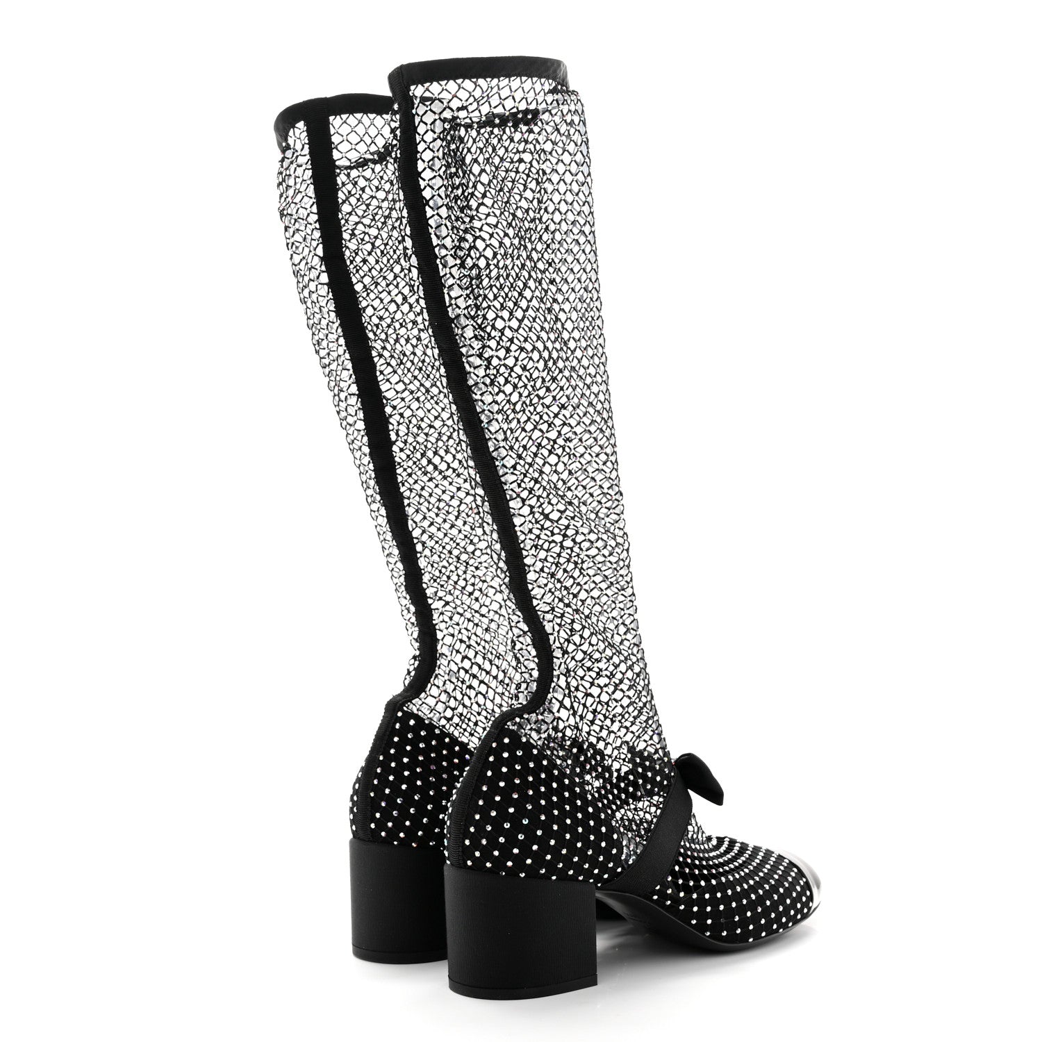 Chanel Resille Strass Kid Suede Patent Mary Jane Short Boots 40.5 Black 4 of 11