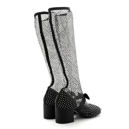 Chanel Resille Strass Kid Suede Patent Mary Jane Short Boots 40.5 Black 4 of 11