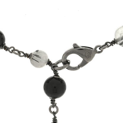 Chanel Crystal Bead CC Long Necklace Silver Black 4 of 4