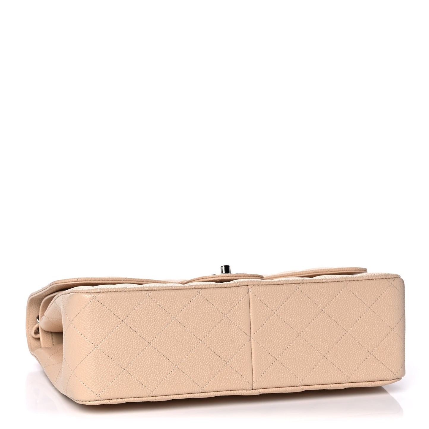 Caviar Quilted Jumbo Double Flap Beige Clair