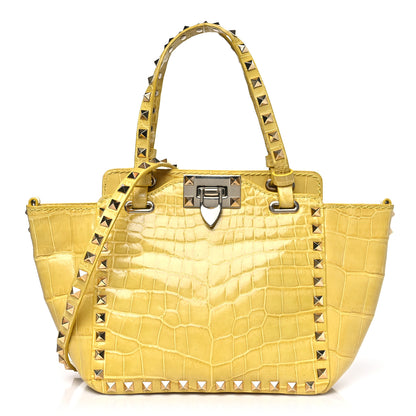 Valentino Garavani Crocodile Small Rockstud Tote Jonquill 1 of 13