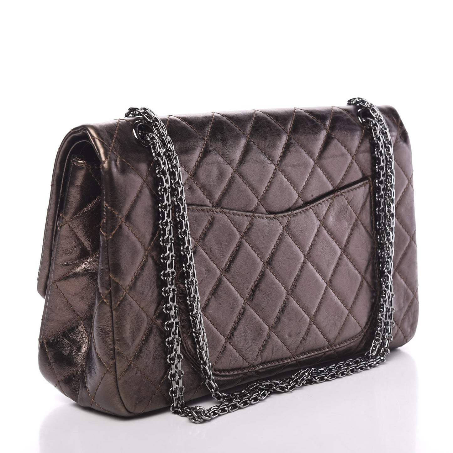 Metallic Aged Calfskin Quilted 2.55 Reissue 227 Flap Bronze