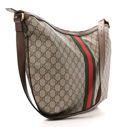 Gucci GG Supreme Monogram Web Ophidia Half Moon Hobo Brown 3 of 11
