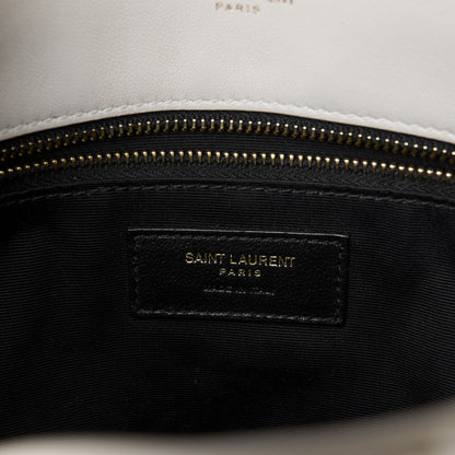 Saint Laurent Lambskin Quilted Medium Loulou Puffer Monogram Chain Satchel Crema Soft 7 of 13