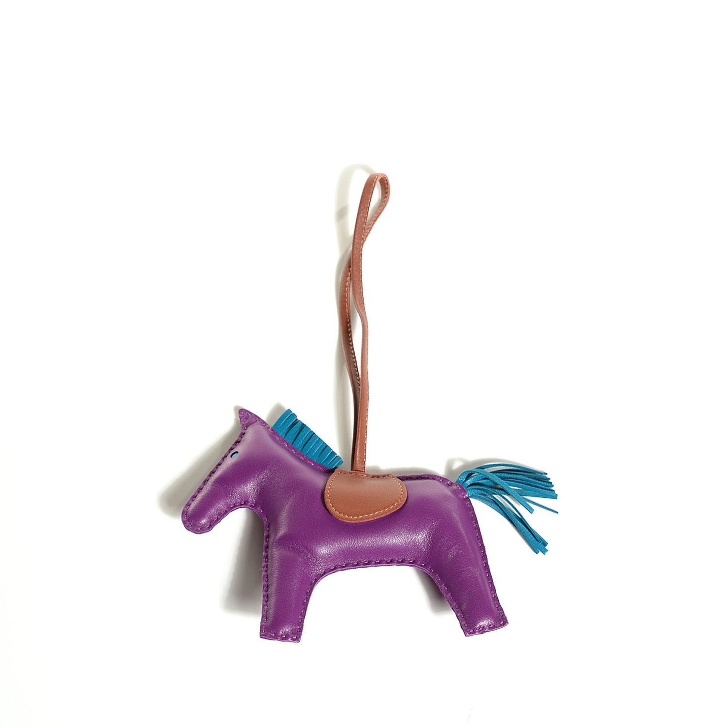 Milo Lambskin Grigri Rodeo Horse Bag Charm MM Anemone Bleu Izmir Fauve