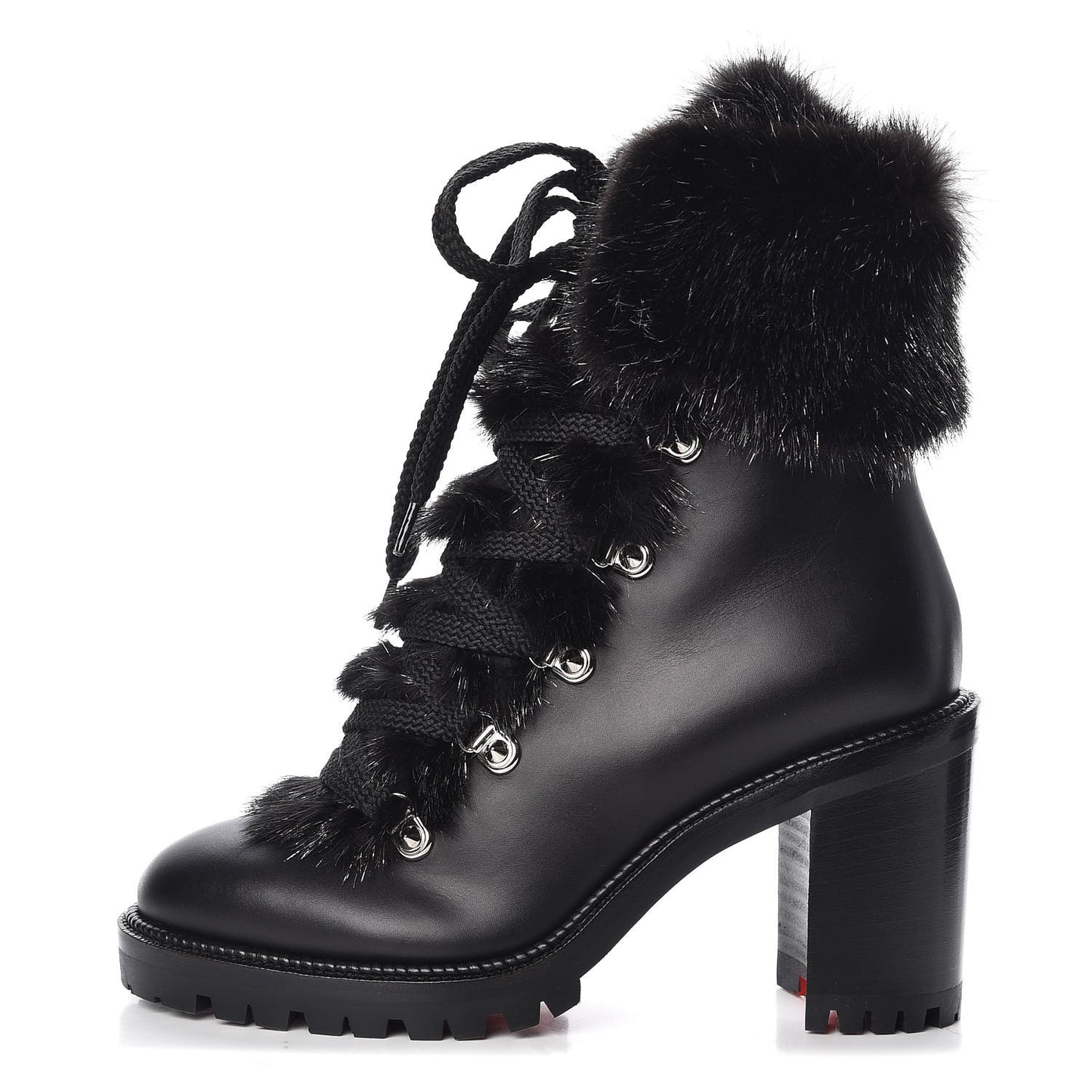 Nappa Fox Fur Fanny 70 Ankle Boots 36 Black