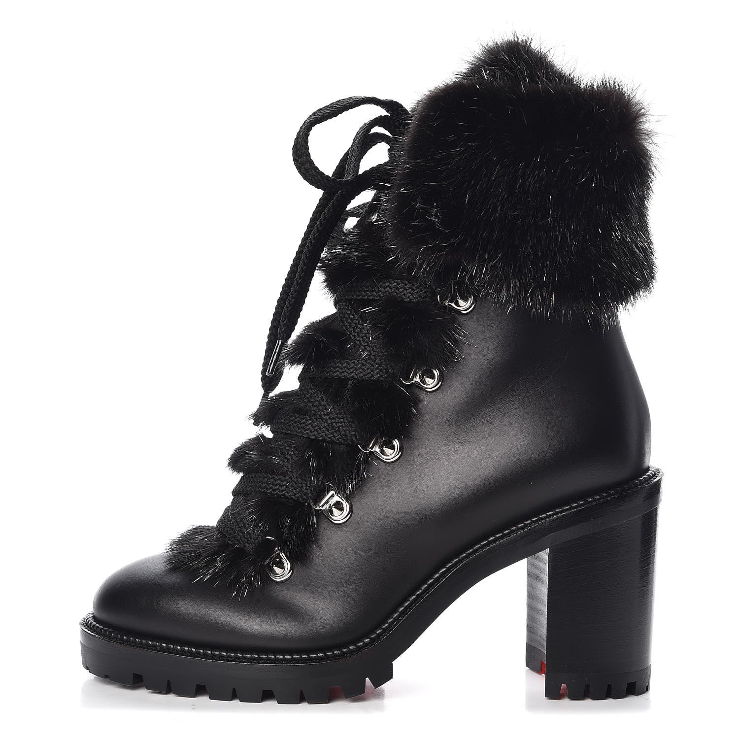Christian Louboutin Nappa Fox Fur Fanny 70 Ankle Boots 36 Black 1 of 8