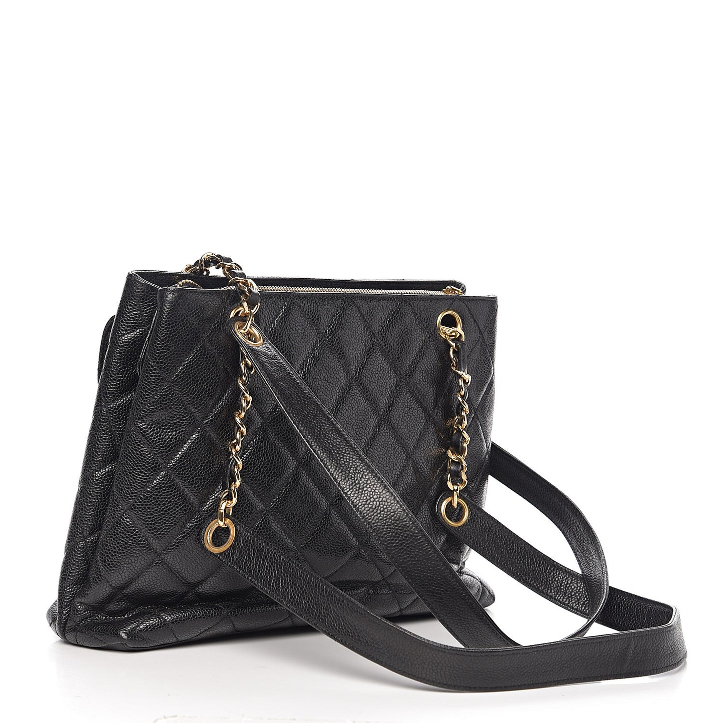 Caviar Quilted Flap Shoulder Bag Black