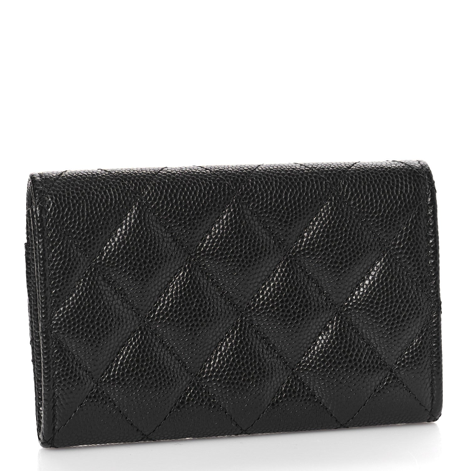 Chanel Caviar Metal Perforated Quilted CC Flap Card Holder Black 3 of 10