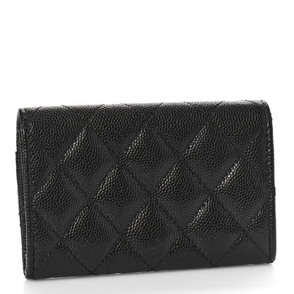 Chanel Caviar Metal Perforated Quilted CC Flap Card Holder Black 3 of 10