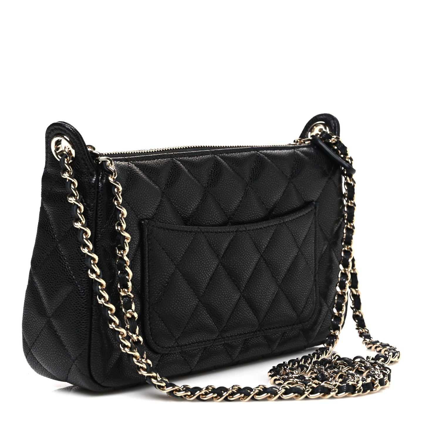 Caviar Quilted Purse With Chain Black