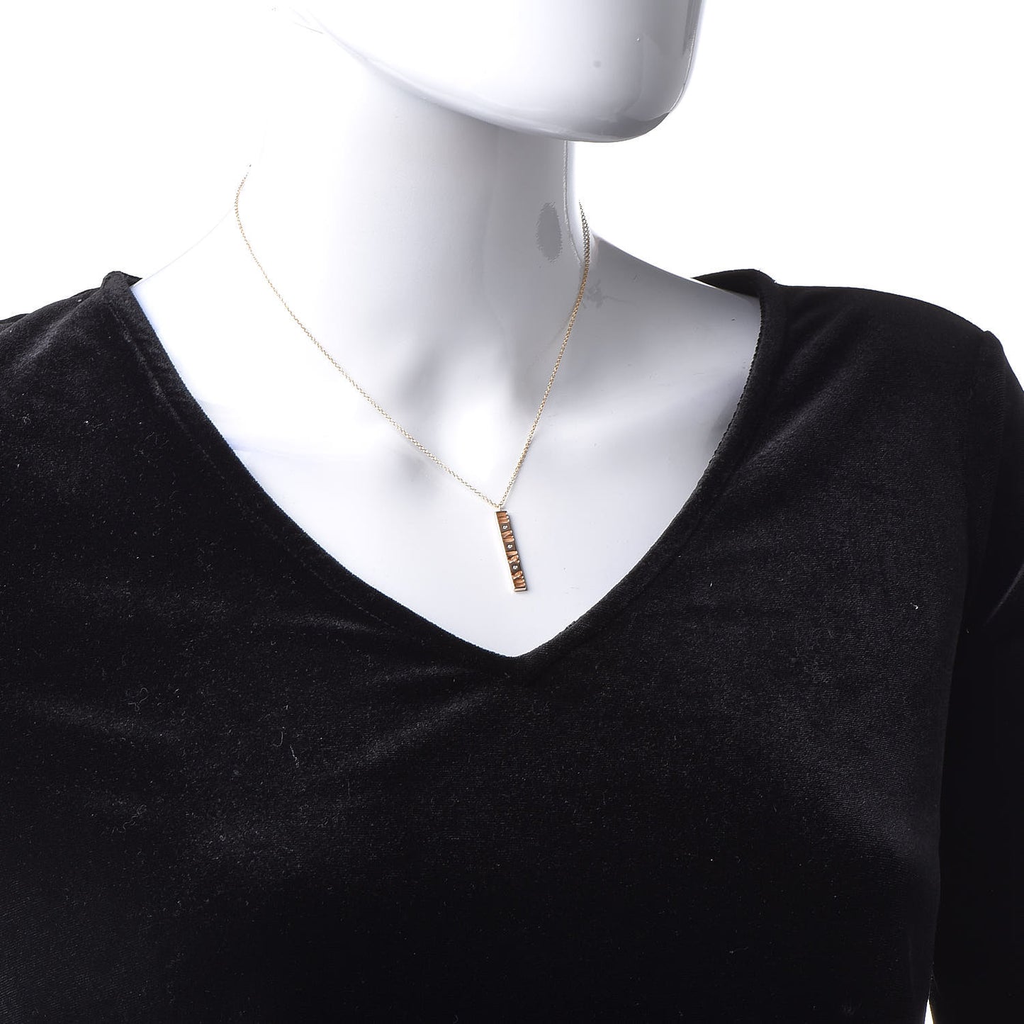 18K Rose Gold Diamond Atlas Bar Pendant Necklace
