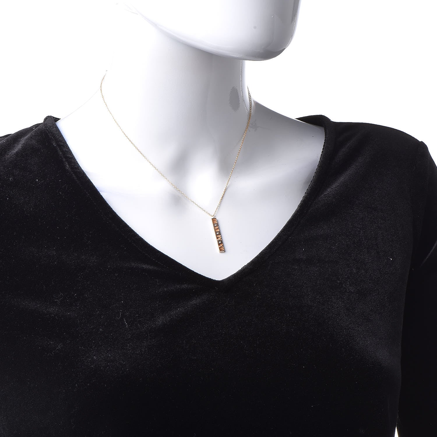 Tiffany 18K Rose Gold Diamond Atlas Bar Pendant Necklace 2 of 6